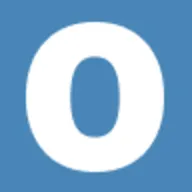 White uppercass O letter with light blue background color in a square