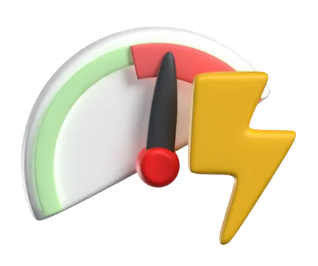 3d meter with spin at maximum with a thunderbolt