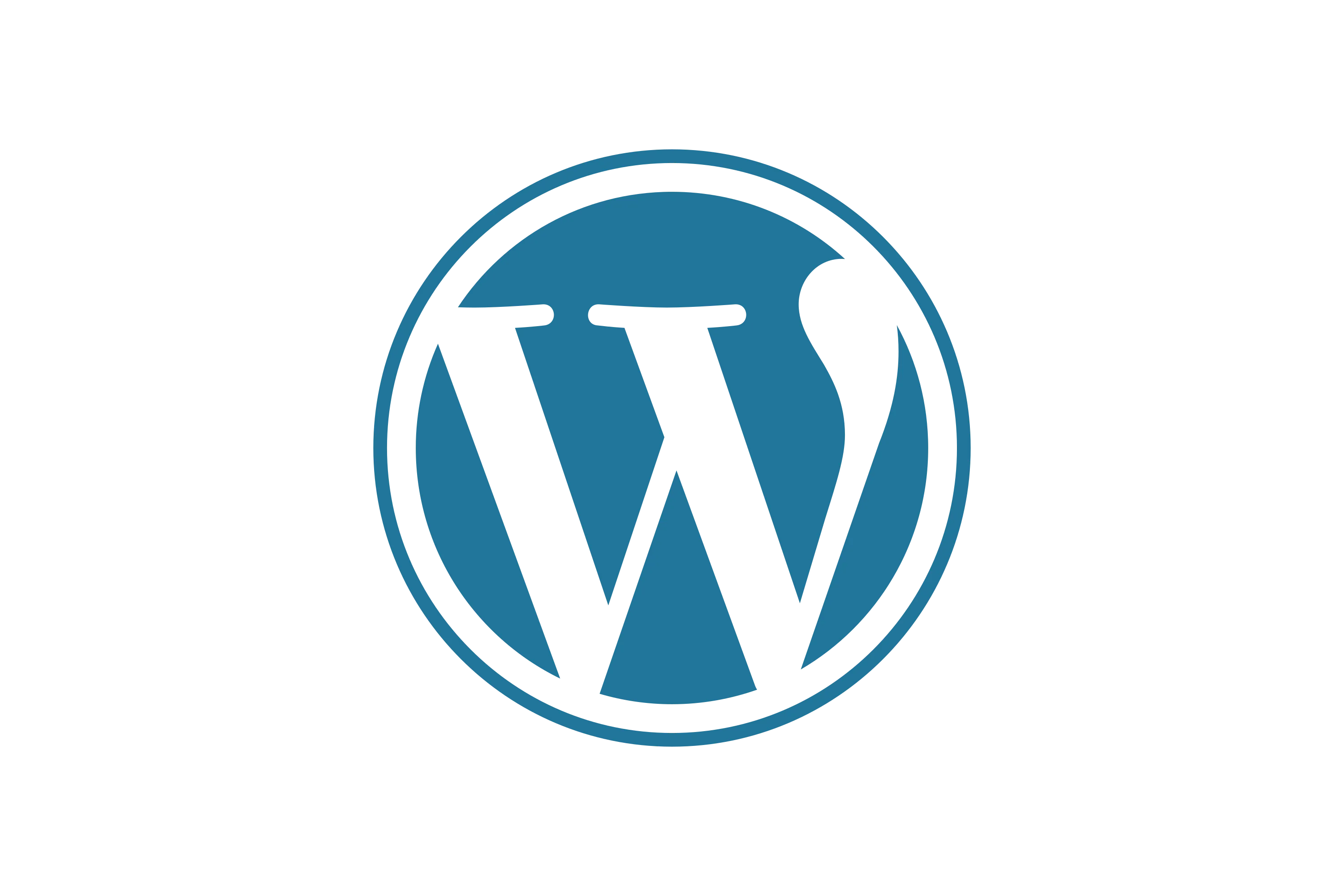 Blue W with blue circle around (wordpress logo)